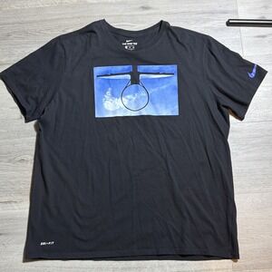 Nike Dri-FIT Graphic‎ T-Shirt Black XXL Athletic Cut Basketball Hoop